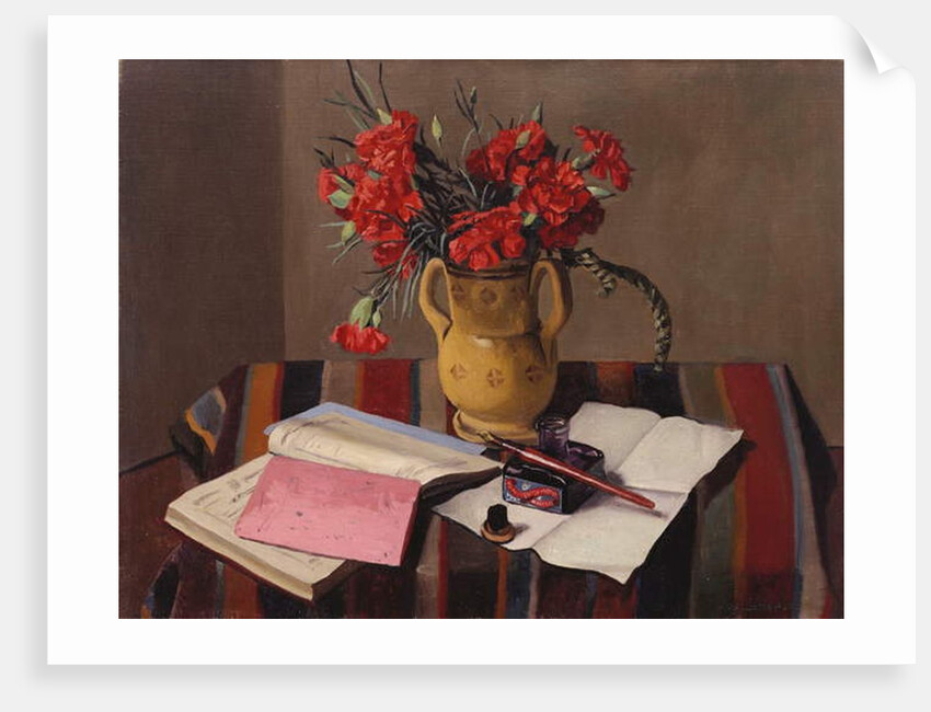 Carnations and Account Books, 1925 by Felix Edouard Vallotton