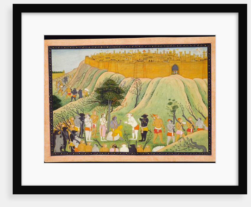 Rama and Lakshmana in Counsel with the Monkey and Bear Allies, c.1800 by School Pahari