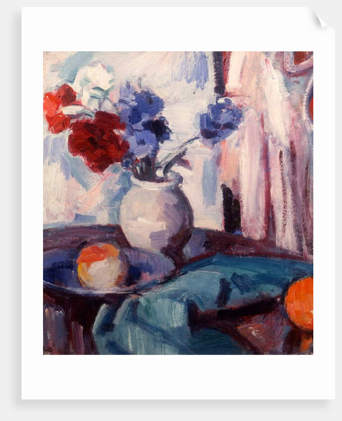 Mixed Carnations and Cornflowers in a Pottery Vase, c.1931 by Samuel John Peploe