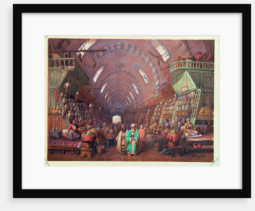 A Bazaar in Constantinople, 1873 by Jean Brindesi