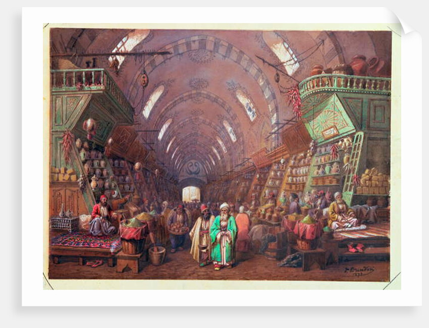 A Bazaar in Constantinople, 1873 by Jean Brindesi