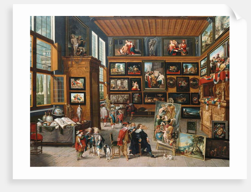 A Spacious Entrance Hall with Pictures, Collectors' Items, an Artist and a Connoisseur, c.1635-1640 by Cornelis de I Baellieur