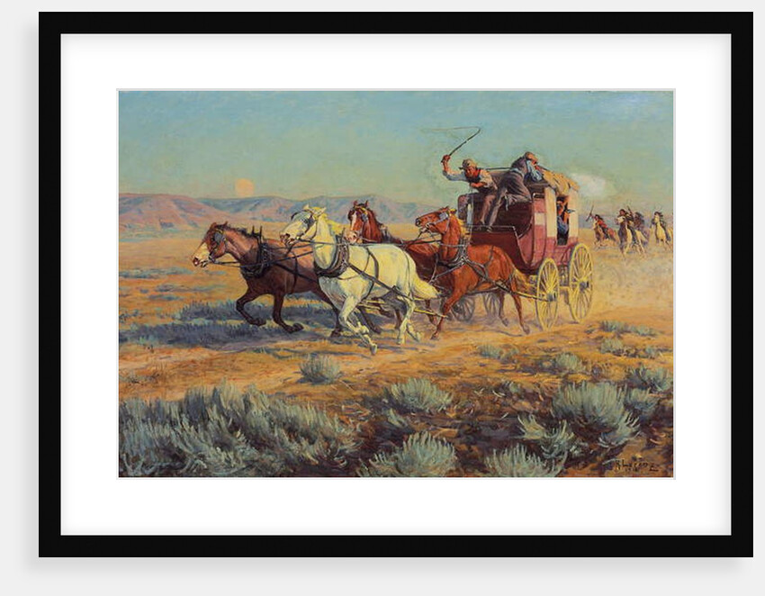 Stagecoach Pursued by Mounted Indians, 1912 by Richard Lorenz