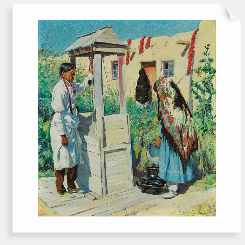 A Pueblo Well Scene by Walter Ufer