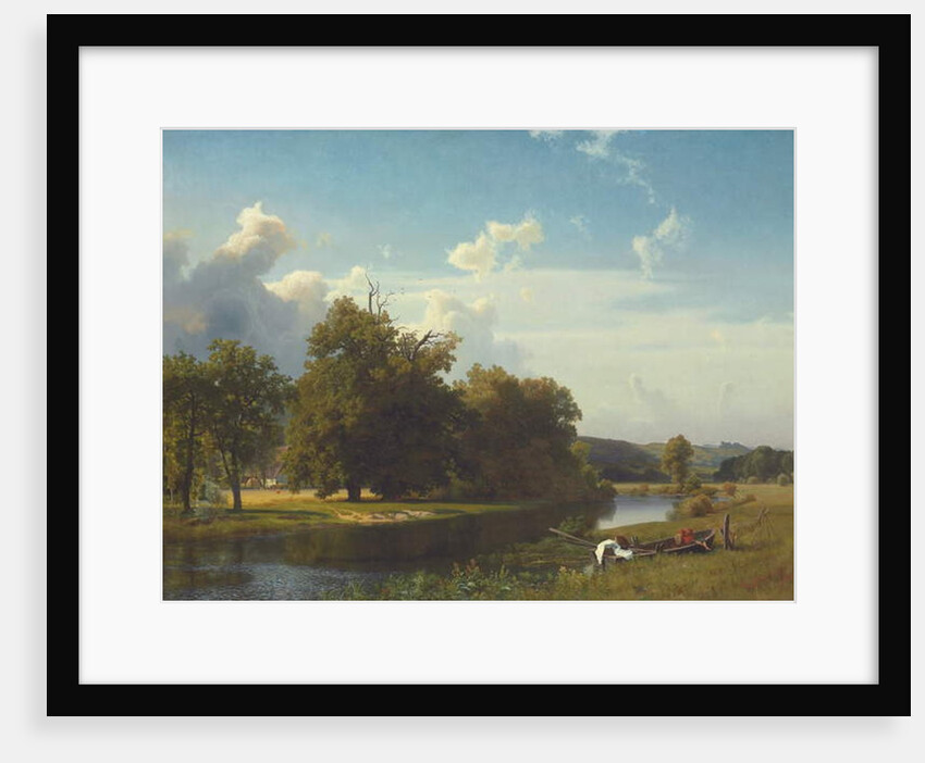 A River Landscape, Westphalia, 1855 by Albert Bierstadt