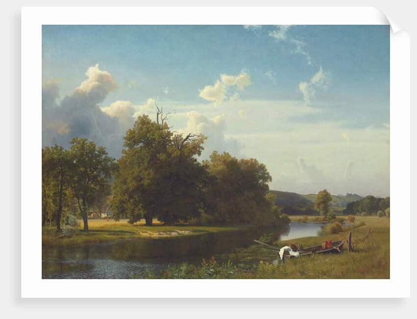 A River Landscape, Westphalia, 1855 by Albert Bierstadt