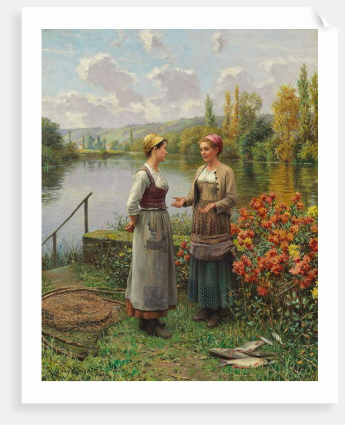 Two Women in a Landscape by Daniel Ridgway Knight