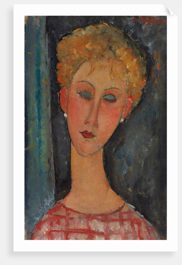 Blonde Woman with Curly Hair; La blonde aux boucles d'oreille, c.1918-1919 by Amedeo Modigliani