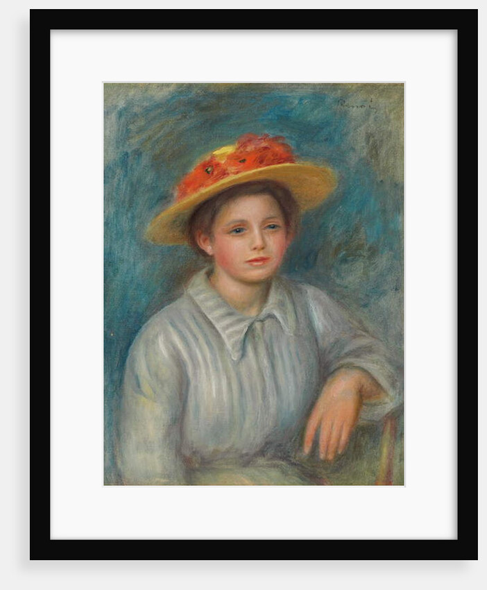Portrait of a Woman with a Hat with Flowers; Portrait de femme au chapeau fleuri, c.1890 by Pierre Auguste Renoir