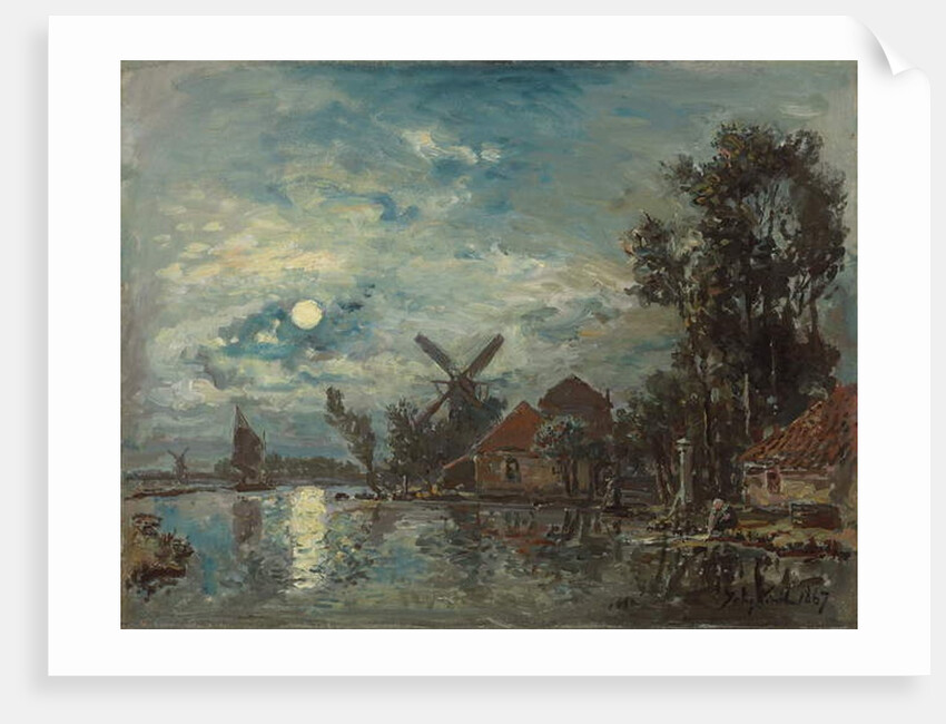 Moonlight on the Estuary, Holland; Effet de lune sur l'estuaire, Hollande, 1867 by Johan-Barthold Jongkind