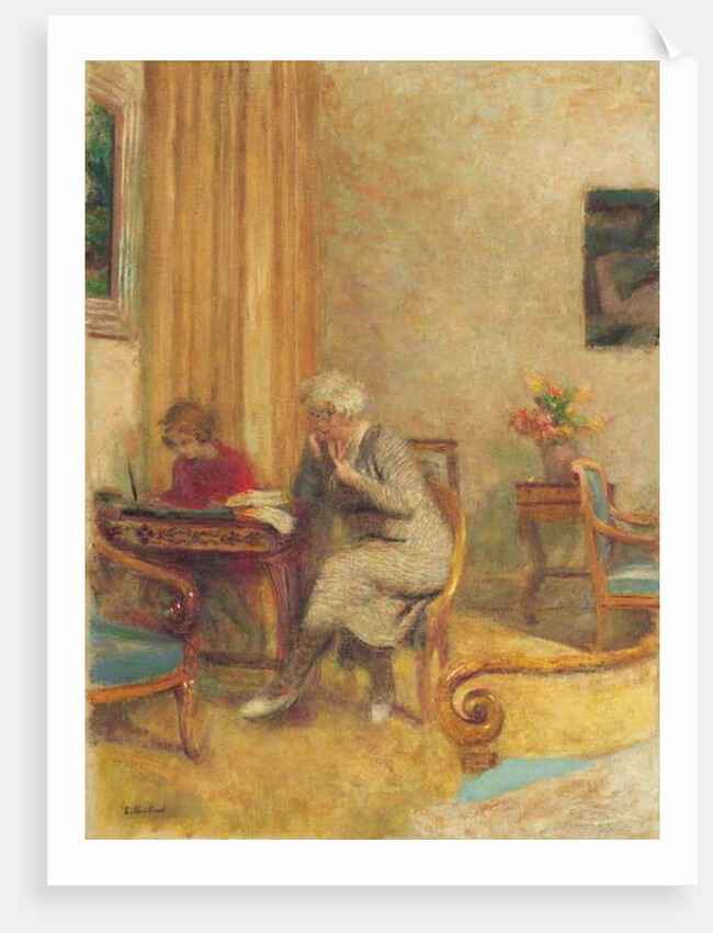 Madam Hessel and Lulu in the Small Lounge of the Clayes; Madame Hessel et Lulu dans le petit salon des Clayes, c.1934-1935 by Edouard Vuillard