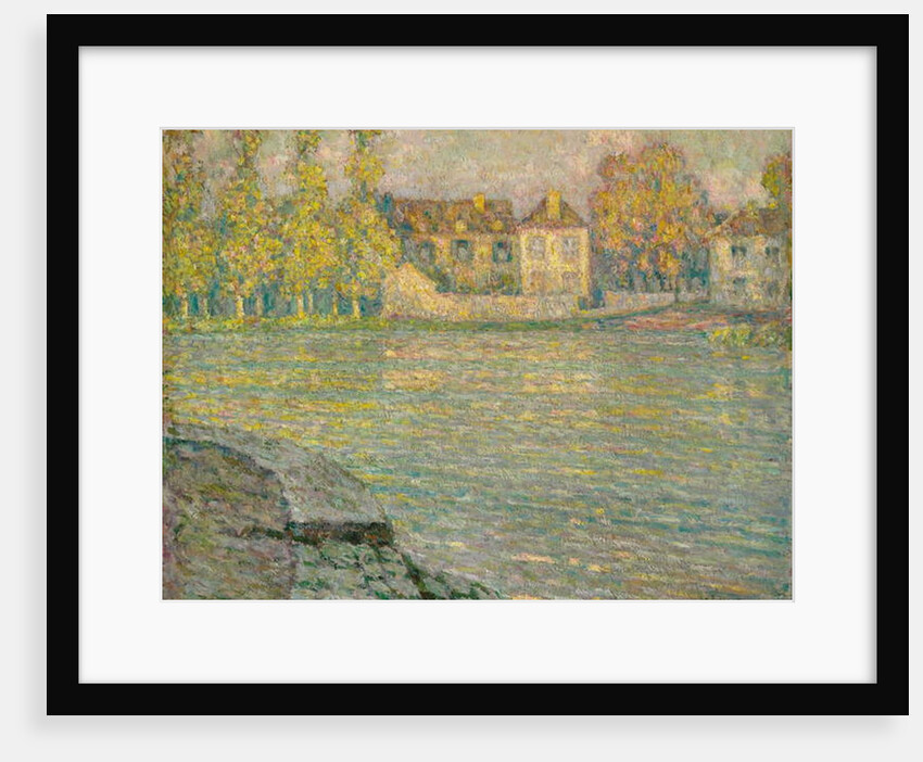Houses by the River at Sunset, Moret; Maisons sur la riviere au soleil couchant, Moret, 1918 by Henri Eugene Augustin Le Sidaner