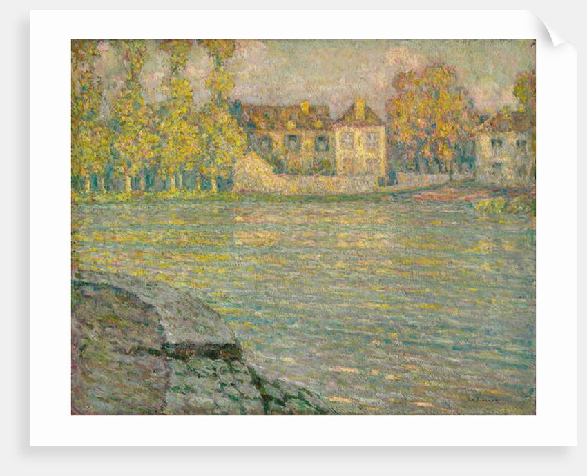 Houses by the River at Sunset, Moret; Maisons sur la riviere au soleil couchant, Moret, 1918 by Henri Eugene Augustin Le Sidaner