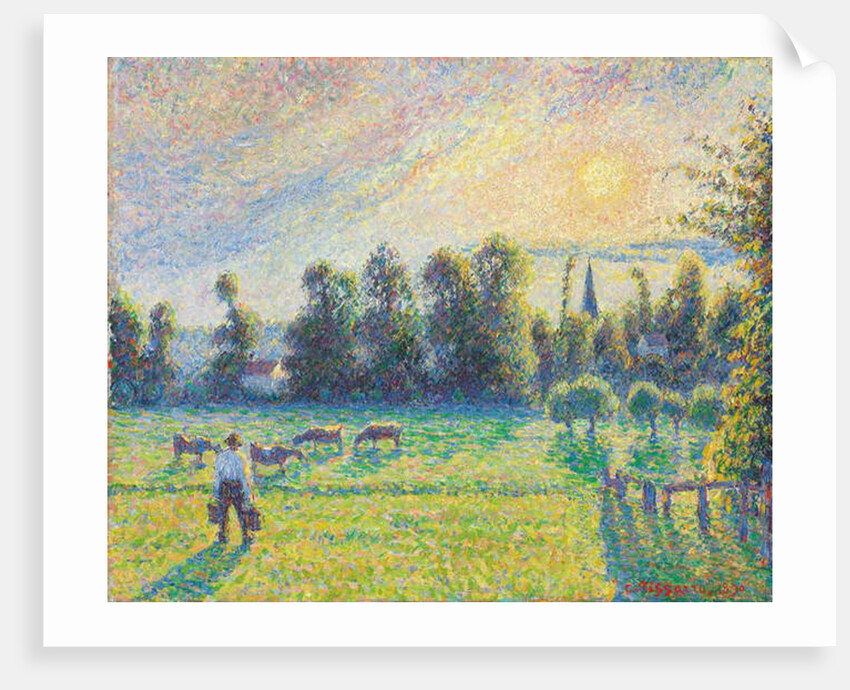 Pasture, Sunset, Eragny by Camille Pissarro