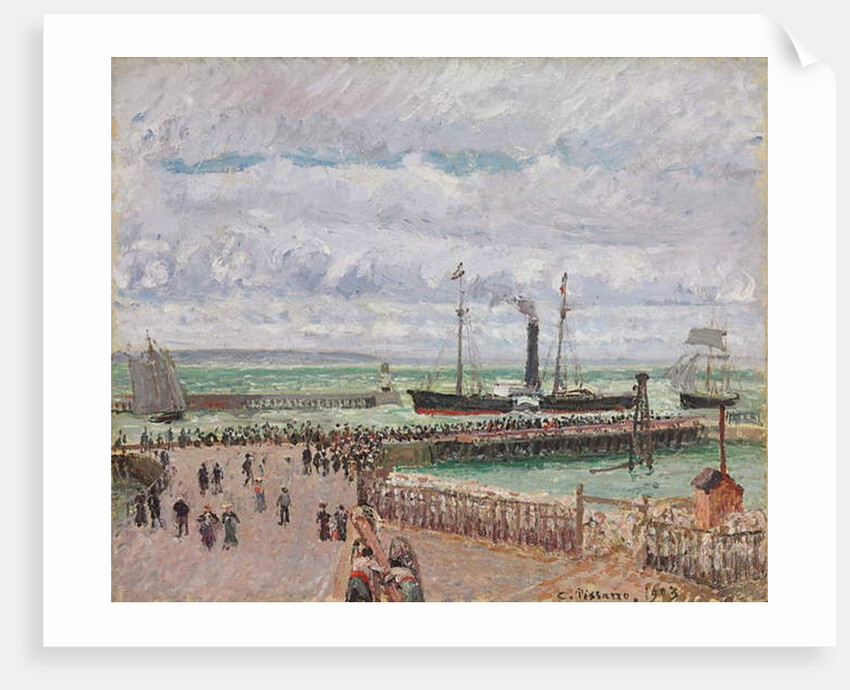 Entrance to the Port of Le Havre and the West Breakwaters, Luminous Grey Weather by Camille Pissarro