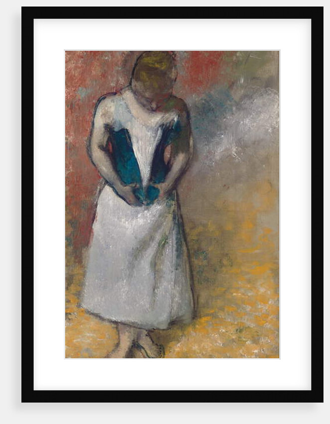Standing Woman Seen from the Front, Clasping her Corset by Edgar Degas