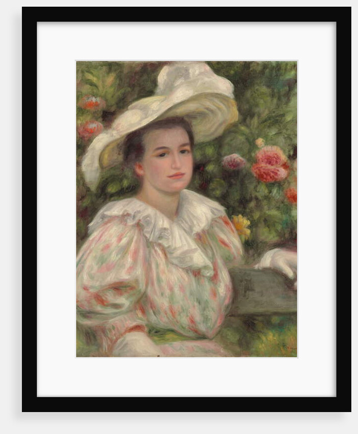 Young Girl Amongst Flowers or Woman with White Hat; Jeune fille dans les fleurs or Femme au chapeau blanc, c.1895 by Pierre Auguste Renoir