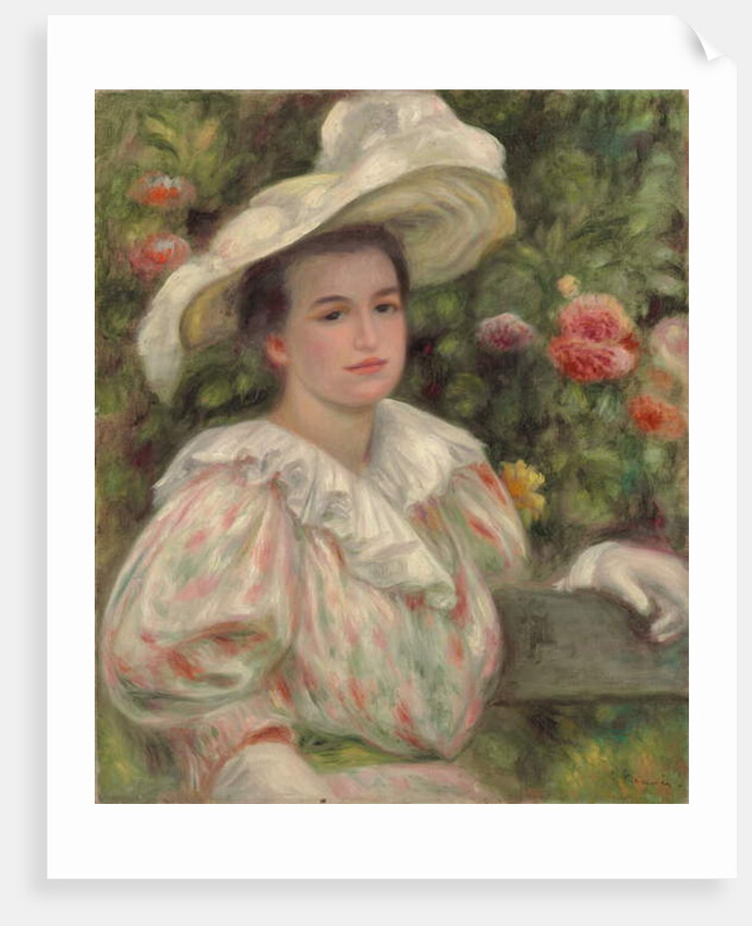 Young Girl Amongst Flowers or Woman with White Hat; Jeune fille dans les fleurs or Femme au chapeau blanc, c.1895 by Pierre Auguste Renoir