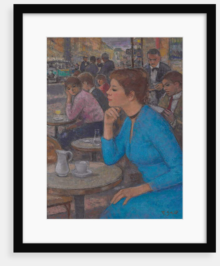 Eugenie in a Blue Dress at 'Deux Magots', Paris, c.1980 by Francois Gall