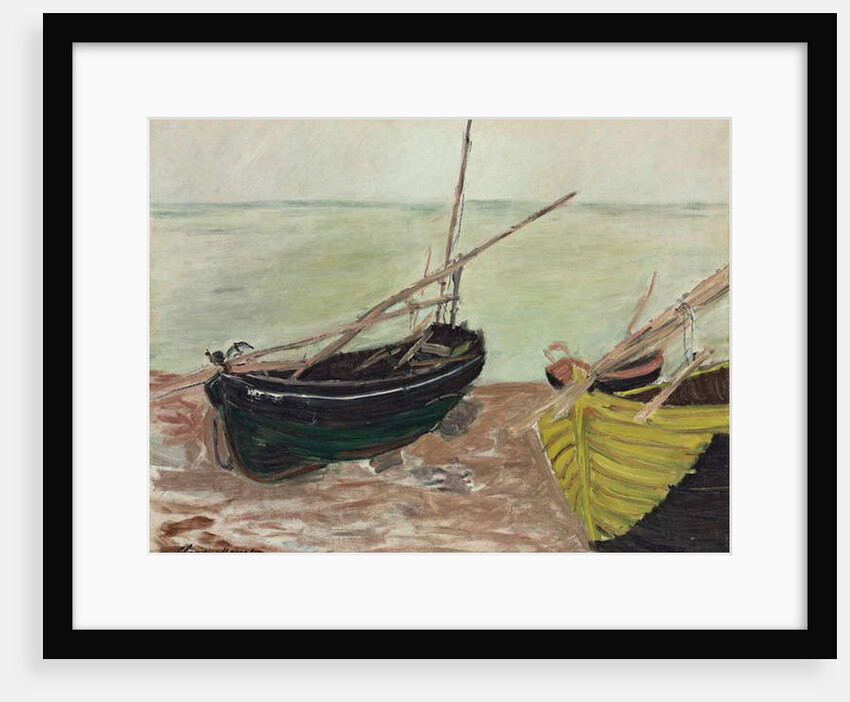 Study of Boats at Etretat Beach by Claude Monet