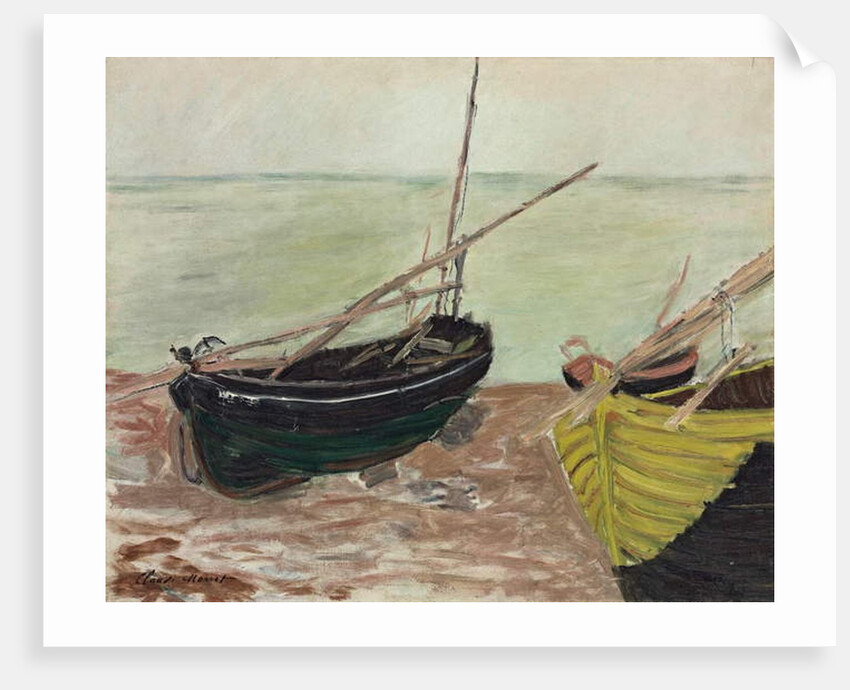 Study of Boats at Etretat Beach by Claude Monet