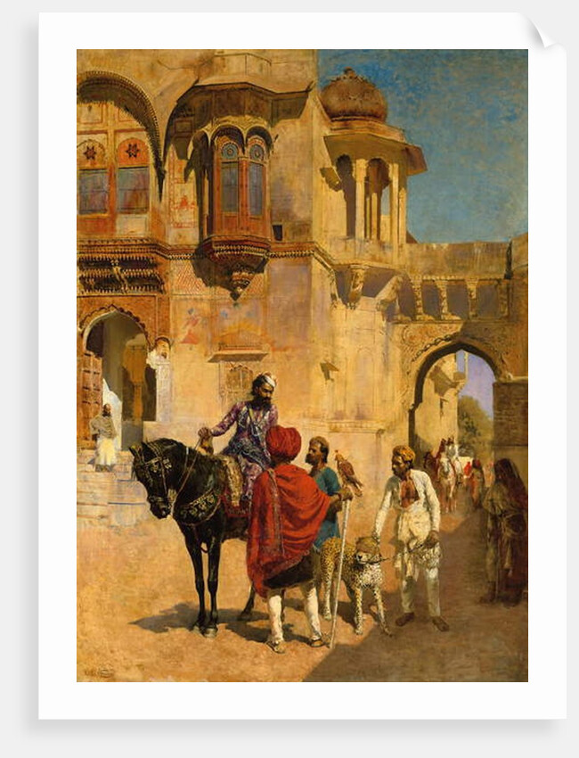 Departure for the Hunt in the Forecourt of a Palace of Jodhpore, c.1898-1900 by Edwin Lord Weeks