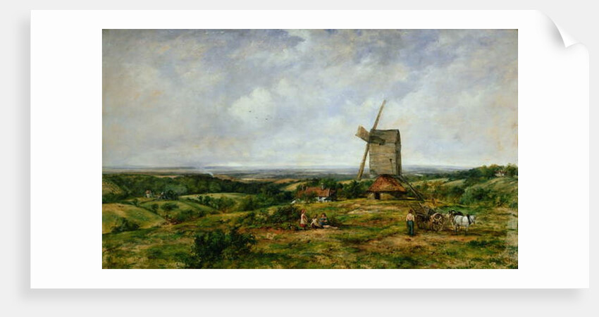 Landscape with Figures by a Windmill by Frederick Waters Watts