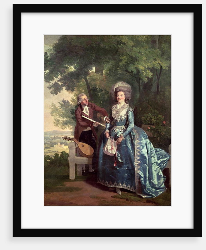 A lady and gentleman in a landscape by Benjamin Wilson
