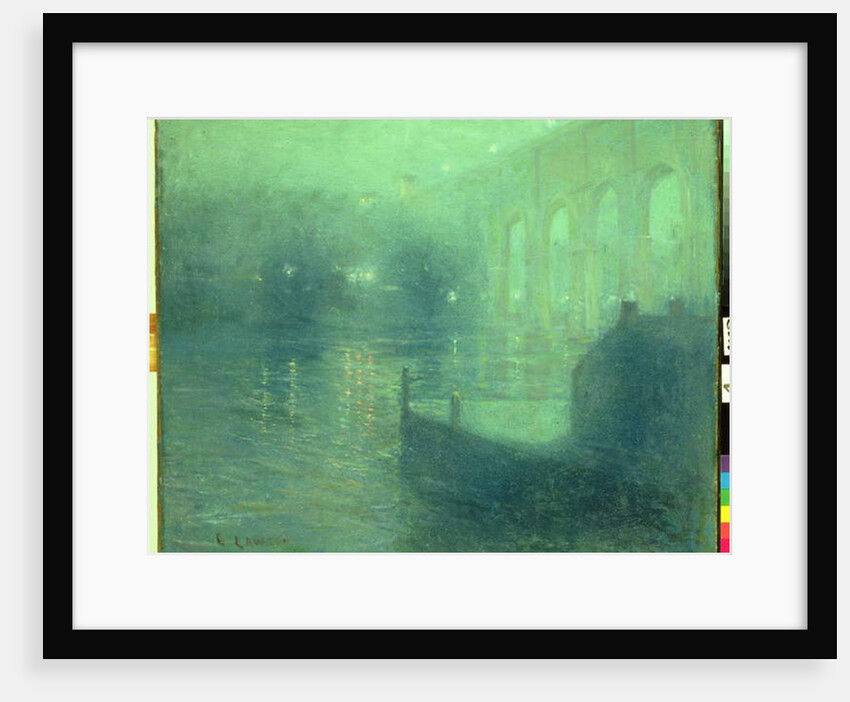 Harlem River at Night, Blue Reflection by Ernest Lawson