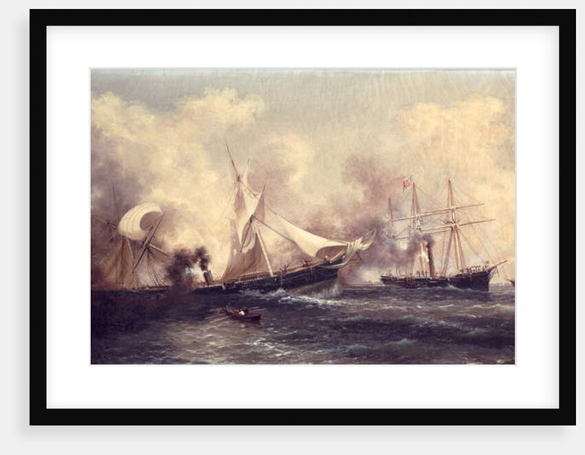 U.S.S. Kearsarge Sinking the Alabama, 19th June 1864 by Xanthus Russell Smith