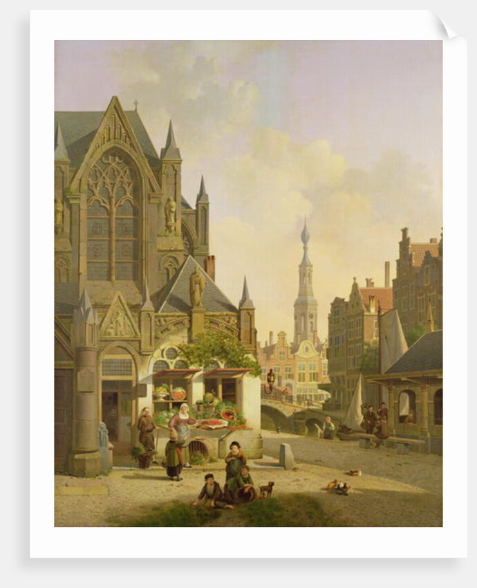 Vegetable stall in a Dutch town by Jan Hendrik Verheyen