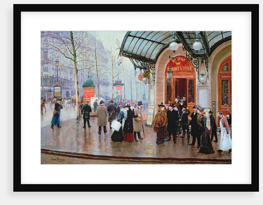 Outside the Vaudeville Theatre, Paris by Jean Beraud