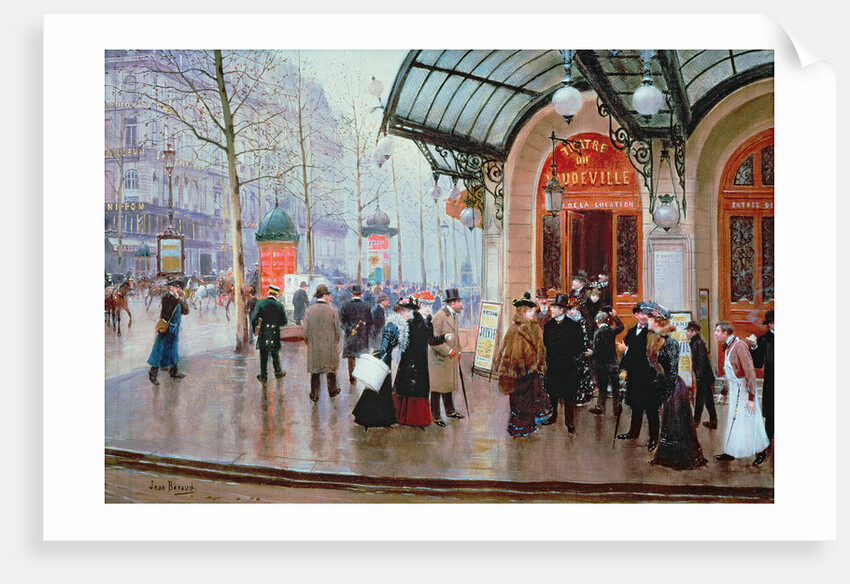 Outside the Vaudeville Theatre, Paris by Jean Beraud