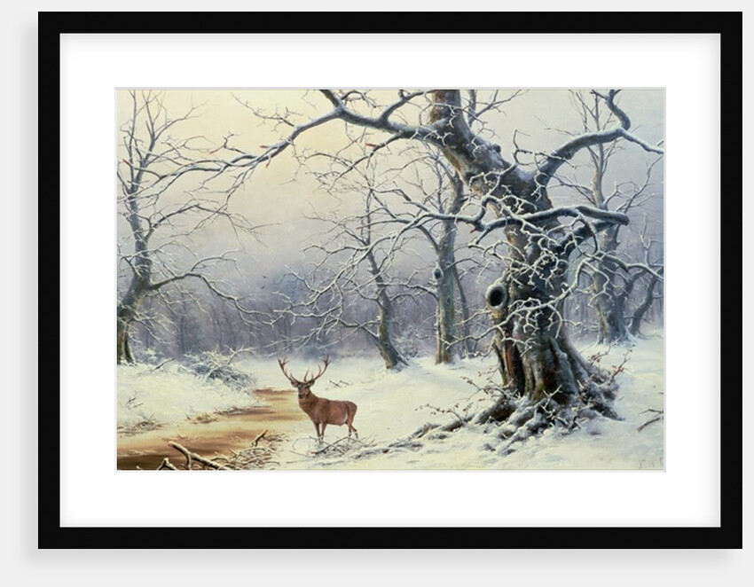A Stag in a wooded landscape by Nils Hans Christiansen