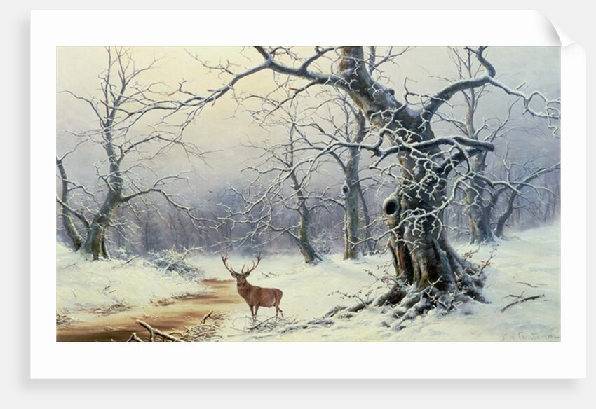 A Stag in a wooded landscape by Nils Hans Christiansen