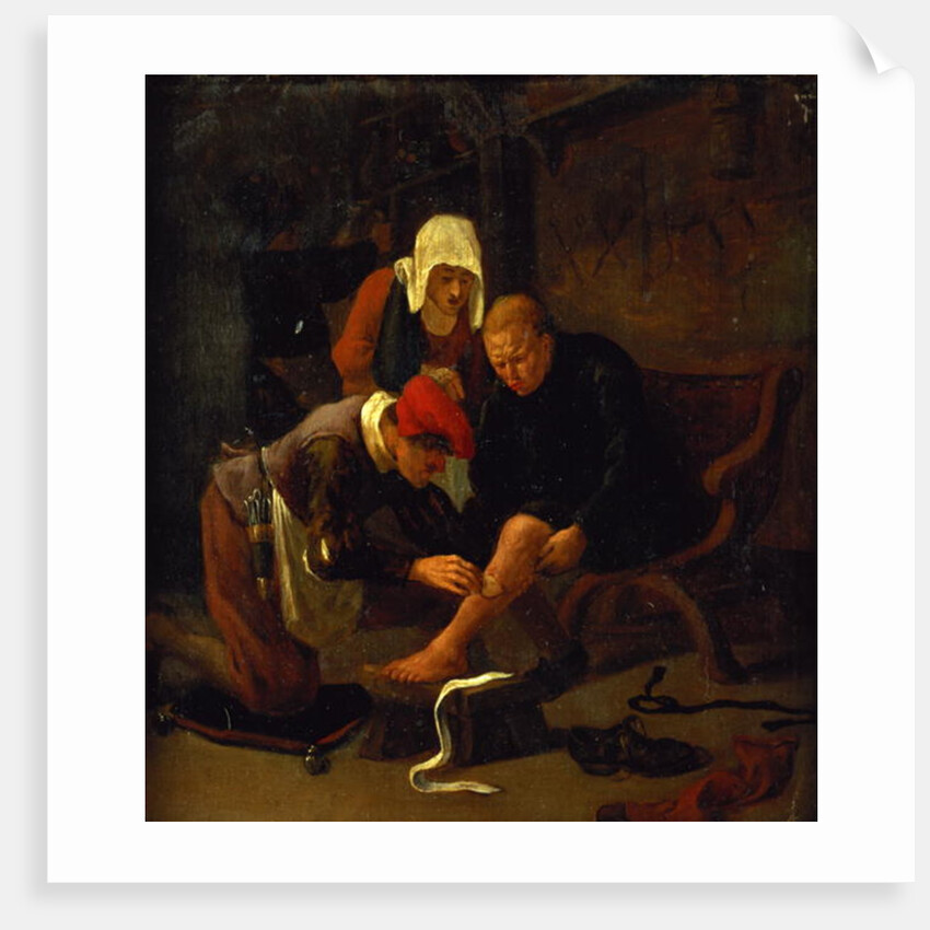 A village doctor tending a peasant's shin by Jan Havicksz Steen
