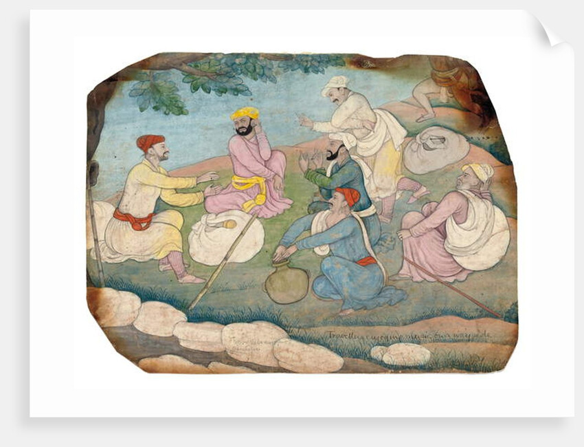 Travellers enjoying music by the wayside, mid 18th century by Indian School