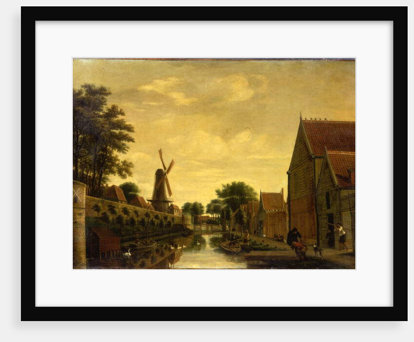 A Canal by a Town Wall with Labourers Unloading Timber, c.1650 by Pieter Jansz. van Asch
