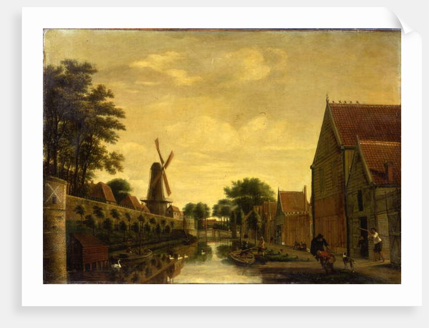 A Canal by a Town Wall with Labourers Unloading Timber, c.1650 by Pieter Jansz. van Asch