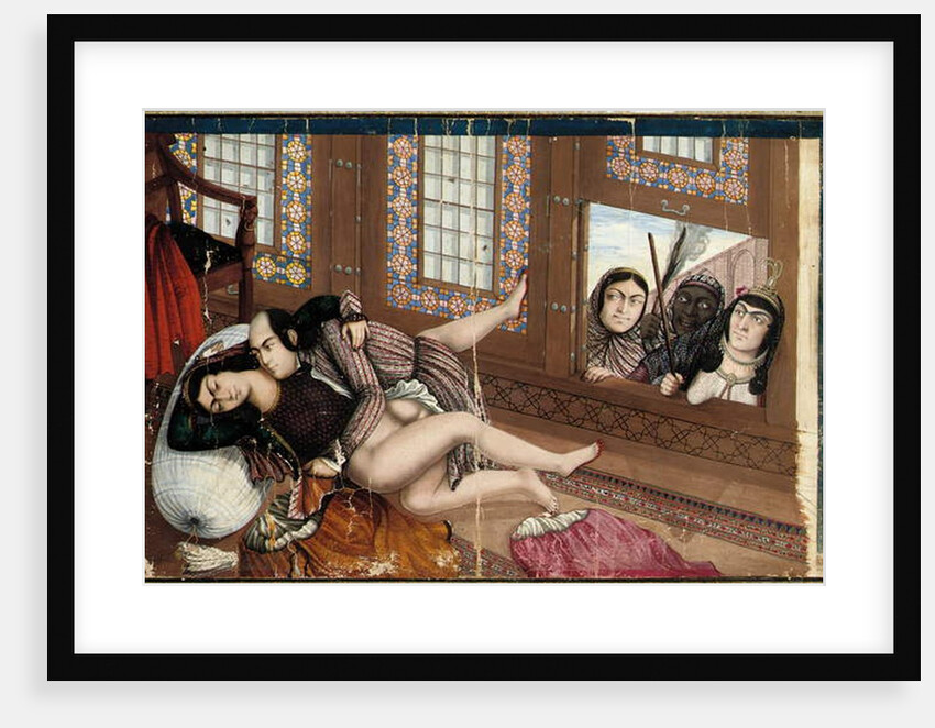 Embracing lovers, second half of the 19th century by Abu'l Hassan (school of) Ghaffari