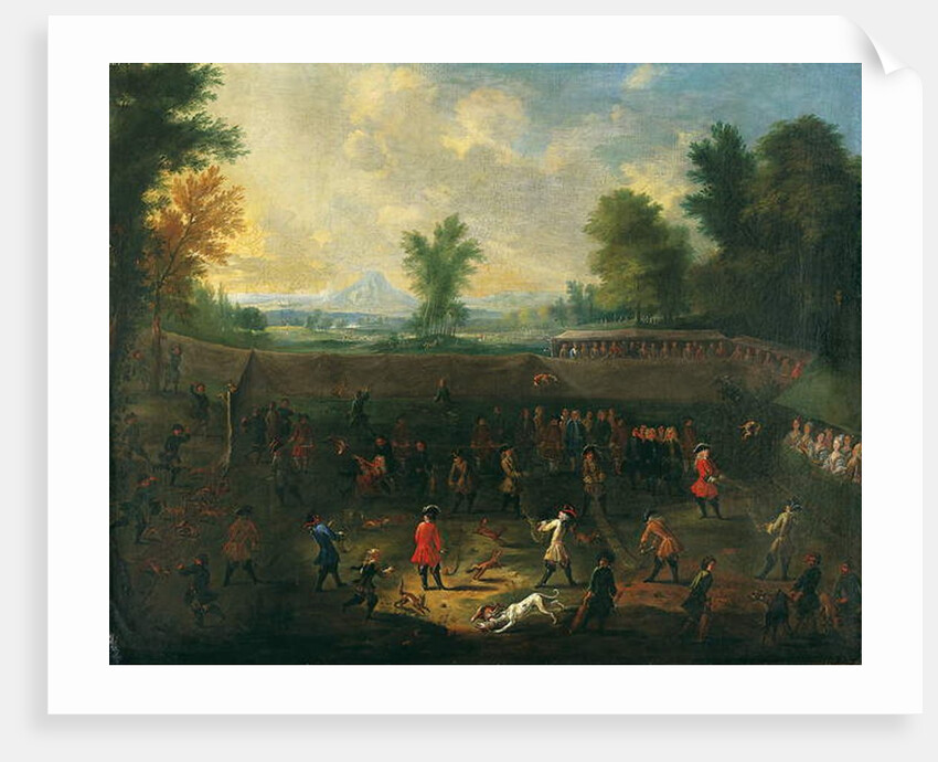 A fox-tossing match with elegant company spectating by German School