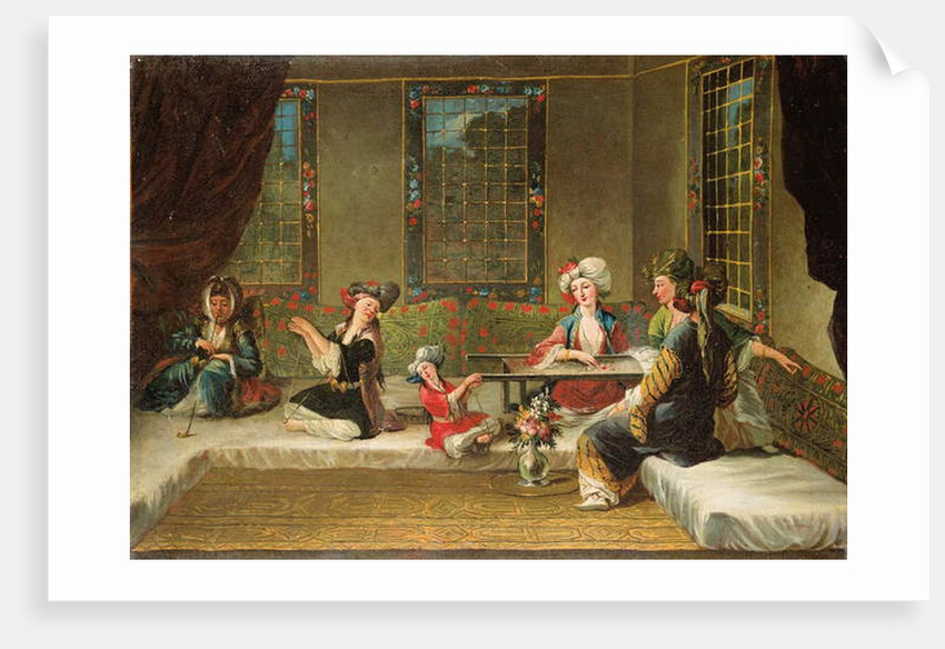 Armenian women embroidering in an interior by Jean Baptiste Vanmour