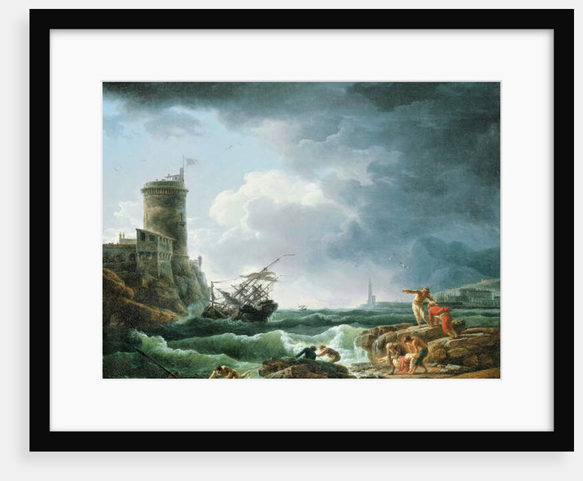 A Storm with Shipwreck by a Fortress, a Castaway in the Foreground, 1769 by Claude Joseph Vernet