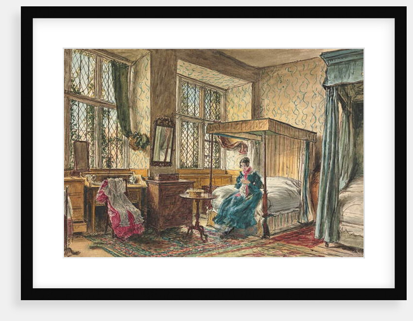 Miss Moore sewing in her bedroom, Hardwick Hall, Derbyshire by William Henry Hunt