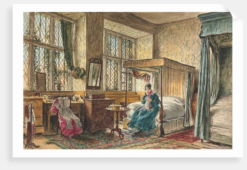 Miss Moore sewing in her bedroom, Hardwick Hall, Derbyshire by William Henry Hunt