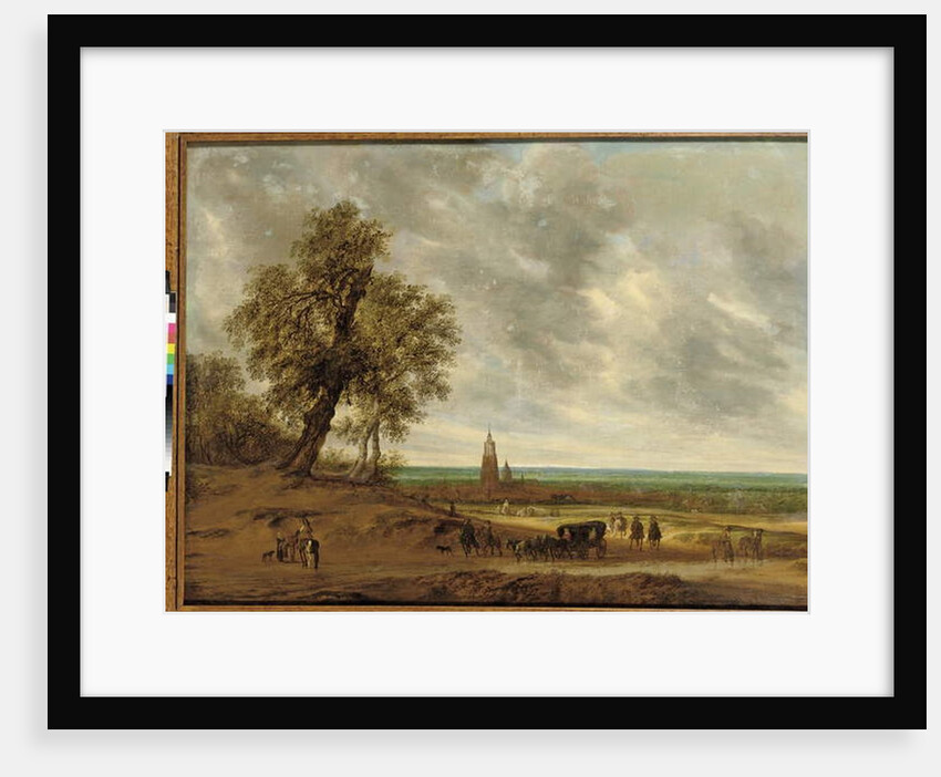 A panoramic landscape with travellers on a path, the city of Amersfoort beyond, 1634 by Salomon van Ruisdael or Ruysdael