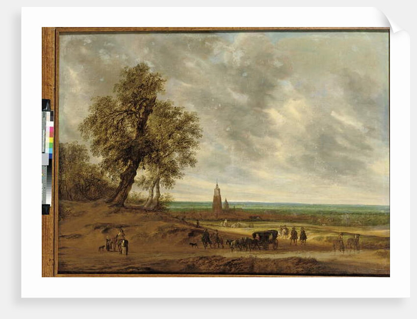A panoramic landscape with travellers on a path, the city of Amersfoort beyond, 1634 by Salomon van Ruisdael or Ruysdael