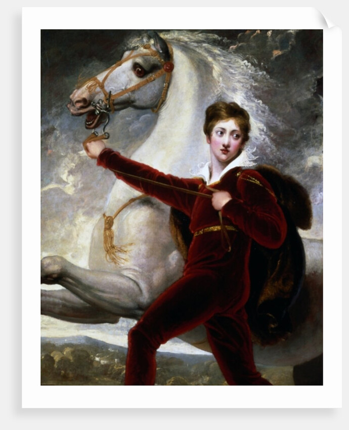 Portrait of a boy in red velvet suit by Thomas Stothard