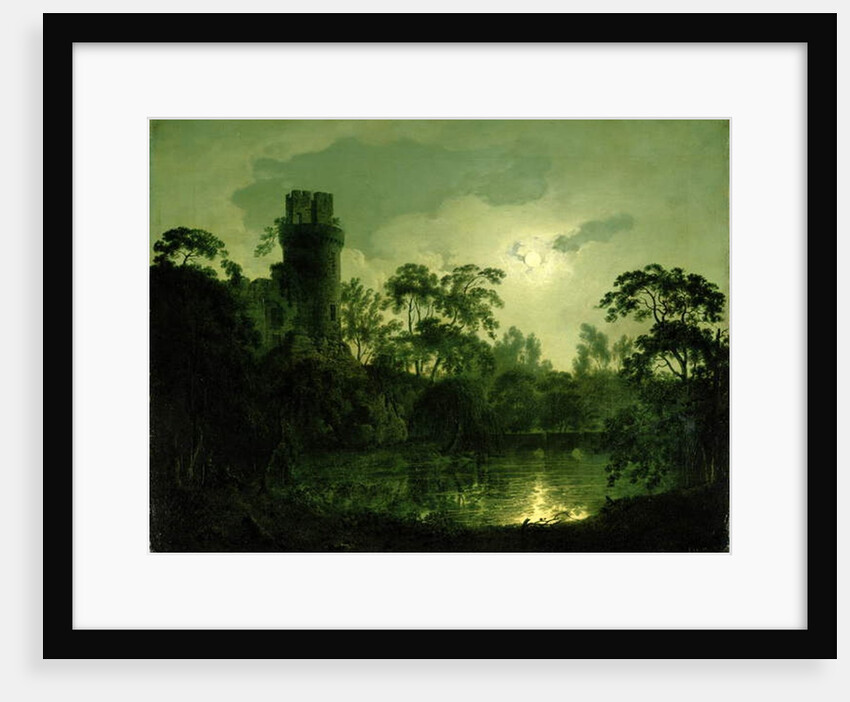 A Moonlit Lake by a Castle by Joseph Wright of Derby
