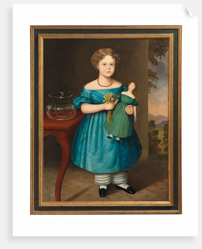 Portrait of Amy Philpot in a Blue Dress with Doll and Goldfish by Joseph Whiting Stock